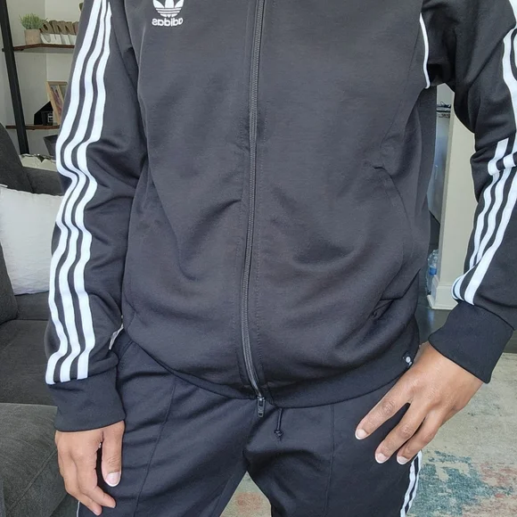 Adidas Black Tracksuit with White Stripes - Picture 3 of 11